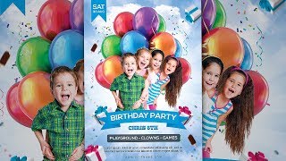 How to Design Kids Birthday Party InvitationFlyer in Photoshop [upl. by Yrtnahc721]