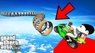 FRANKLIN TRIED IMPOSSIBLE SNAKE PIPE MEGARAMP PARKOUR CHALLENGE BY BIKES GTA 5  SHINCHAN and CHOP [upl. by Zechariah]