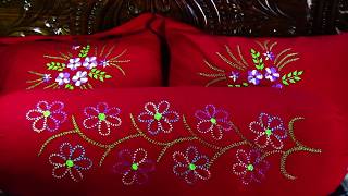 Hand embroidery Side pillow cover design quotvangga foor stitches quot  3 by ♥♥DNokshi♥♥ [upl. by Rebbecca96]