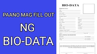 PAANO MAG FILL OUT NG BIO DATA  PAANO MAG FILL UP NG BIODATA  HOW TO FILL OUT BIO DATA [upl. by Lleynad469]