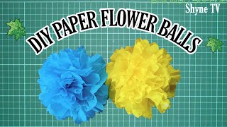 HOW TO MAKE POM POM FLOWER BALLS USING CREPE PAPER [upl. by Ahsenor374]