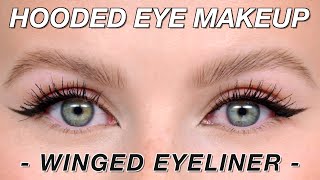 Hooded Eye Makeup Technique  Winged Eyeliner [upl. by Kcorb]