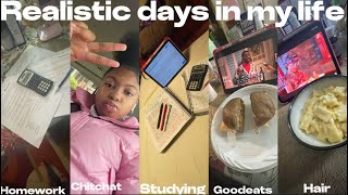 Realistic days in my life  studyinghomeworkhairgood eatschitchatetc [upl. by Resa]