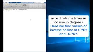 How MATLAB acosd gives inverse cosine in degrees [upl. by Schacker]