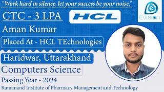 Congrats Aman  Selected in HCL Tech  3 LPA  Computers Science PoY 2024  Haridwar Uttarakhand [upl. by Kennet]