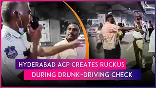 Hyderabad Traffic ACP Tries To Save Friends From Breath Analyser Test Booked After Video Surfaces [upl. by Berlinda]