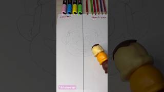 One drawing two different techniques👩🏻‍🎨marker vs pencl ccolor✨mariodrawing markerart shorts [upl. by Quick]