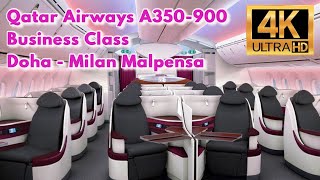 4K Qatar Airways A350900 Business Class Review Doha  Milan Malpensa ASMR red eye flight [upl. by Priscilla]