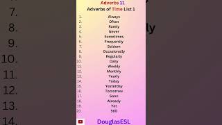 Adverbs 11 Adverbs of Time List 1 languagelearning english example adverbial examplesentence [upl. by Knorring]