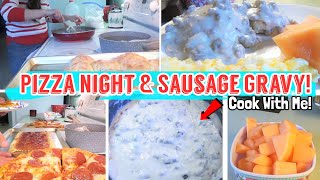 PIZZA SURPRISES AND GRAVY BISCUITS  HOW TO MAKE SAUSAGE GRAVY  COOK WITH ME [upl. by Yettie]