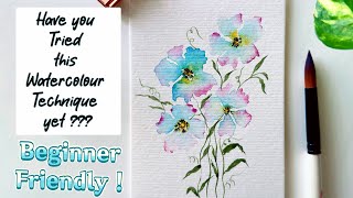 Loose Watercolor Flower for Beginners  New Watercolor Technique  Step by Step Guide [upl. by Annavahs]