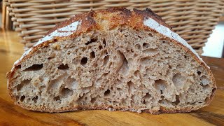 Delicious Airy Brown Sourdough Bread  Full Autolyse Overnight [upl. by Felske825]