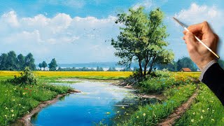 👍 Acrylic Painting  Spring Landscape  Easy Art  Drawing Lessons  Satisfying Relaxing  Акрил [upl. by Kolodgie]