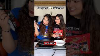 🍜Which 2X SPICY noodles are spicier🔥Buldak or Current thakursisters shorts [upl. by Ycnaffit]