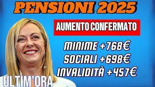 Incrementi 2025 Scopri subito gli importi netti per pensioni basse minime e di invalidità ultimor [upl. by Edlin]