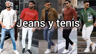 OUTFITS CON JEANS Y TENIS DE MODA 2023  TENDENCIAS LOOKS PARA HOMBRES CON TENIS [upl. by Tory]