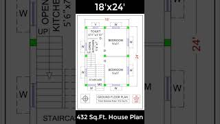 18x24 House Plans  432 Sq Ft House Plan Design [upl. by Liborio]