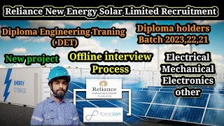 Reliance New Energy Jamnagar Recruitment 2024 freshers diplomajobs jobsearch [upl. by Nosirrag431]