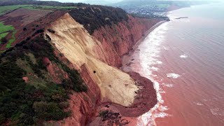 Sidmouth  East Devon  Sidmouth 2024 Landslide on Jacobs Ladder Beach [upl. by Bjork110]