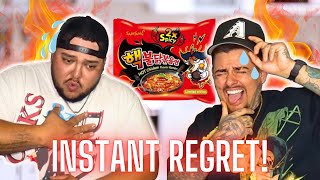 WE ATE THE WORLDS SPICIEST NOODLES  spicy trivia game [upl. by Dulcine]