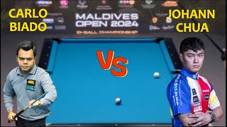 Highlights Carlo Biado vs Johann Chua Maldives Open 2024 10 Ball Championship [upl. by Ahseuqram191]