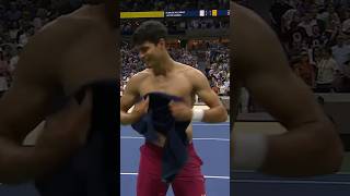 Shirtless Alcaraz gets crowd going WILD 😂 [upl. by Amathiste]