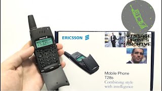 Ericsson T28s Unboxing Mobile phone menu browse ringtones games wallpapers [upl. by Kamila]