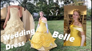 Transforming an old wedding dress into Belles ballgown  Thrift flip on a budget [upl. by Nyleaj436]