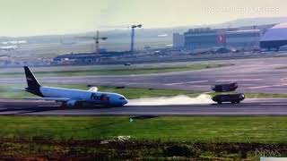 WATCH Boeing 767 makes emergency landing after gear failure [upl. by Ydnelg]