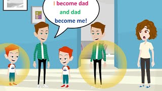 Lucas and his father swap body  Animated English Funny Story  Lucas English [upl. by Gnuhp]