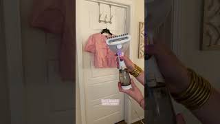 How to use a garment steamer on creases Conair Turbo ExtremeSteam HandHeld Fabric Steamer GS59 [upl. by Tamqrah975]