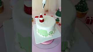 圣诞蛋糕 蛋糕裱花 蛋糕抹面cake cakedecorating cakedesign baking [upl. by Tahp]