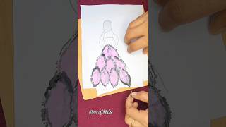 Viral dress painting with leaf 🌿😍✨️ leafart art shorts creative satisfying colors drawing [upl. by Burkley480]