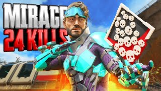 AMAZING Mirage 24 KILLS and 6300 Damage Apex Legends Gameplay [upl. by Ahsekyt]