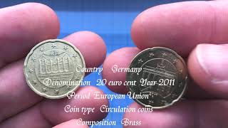 Germany 20 euro cent Year 2011 Defect [upl. by Ruberta]