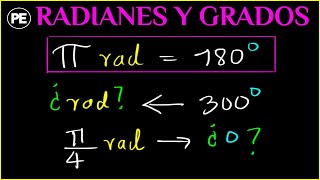 Conversión entre GRADOS y RADIANES ejercicios RESUELTOS [upl. by Jepson]