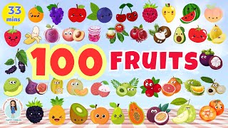 100 FRUITS NAME for Toddlers First Words for Babies  Learning Videos for Kids  English Vocabulary [upl. by Aseela]