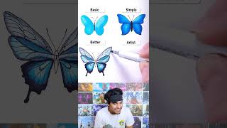 How to draw a butterfly noob vs pro [upl. by Saturday]