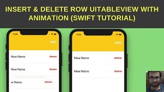 Swift Tutorial Insert delete UITableView cell or table row in swift with animation [upl. by Enaid]