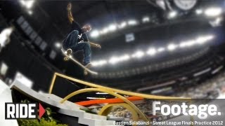 Bastien Salabanzi Halfcab Kickflip at Street League 2012 Finals Practice [upl. by Itsirc874]