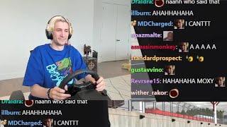 Moxy Dies Laughing in xQcs ears for 5 Minutes reading Chat Jokes about him Driving [upl. by Sproul]