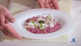 Risotto alla Carota Nera Aceto di Vino Fondente di Gorgonzola e Caviale [upl. by Klarrisa]