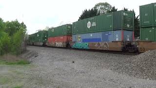 NS 288 Intermodal 53 ft Containers by Shawsville downgrade 42624 ES44DC and Dash 9 in dynamics [upl. by Seidule]