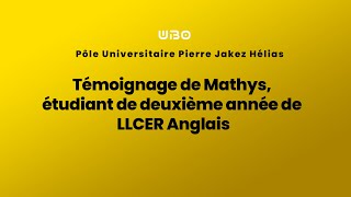 Témoignage de Mathys étudiant de deuxième année de LLCER Anglais UBO Quimper [upl. by Gifferd]