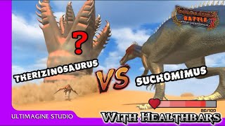 Suchomimus vs Therizinosaurus with health bars [upl. by Haiasi967]