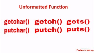 Unformatted Function in C getchputchgetcharputcharputsgets [upl. by Shuping524]