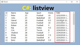 C How to load data from SQl serever database to listview and format column date MMddyyyy in C [upl. by Ynnavoj]