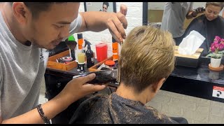 Trimming Pixie Haircut in Barbershop Part 1 [upl. by Braasch920]