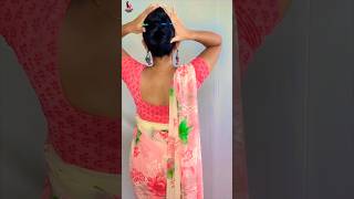 Bun hairstyle with front puff hairtutorial saree hairbun longhair youtubeshorts subscribe [upl. by Osrock]