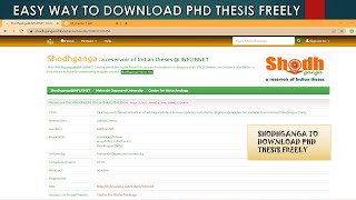 EASY AND SIMPLE STEPS TO DOWNLOAD PHD THESIS FREELY  SHODHGANGA PHD THESIS DOWNLOAD [upl. by Ainnos121]